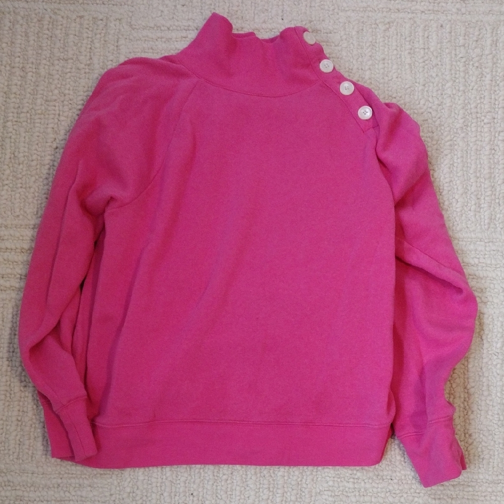J. Crew Vibrant Pink Cowl Neck Sweater with Button Detail